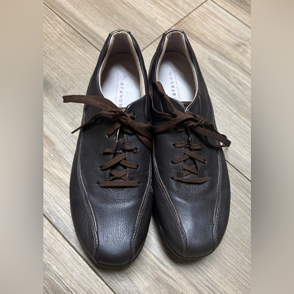 Aravon New Balance Oxford Lace Up Comfort Walking Shimmer Brown Curved